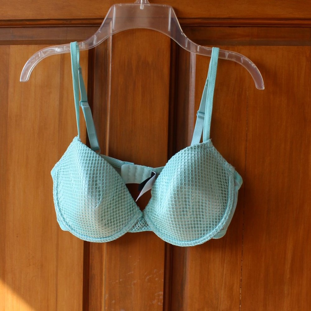 Seafoam green mesh bra